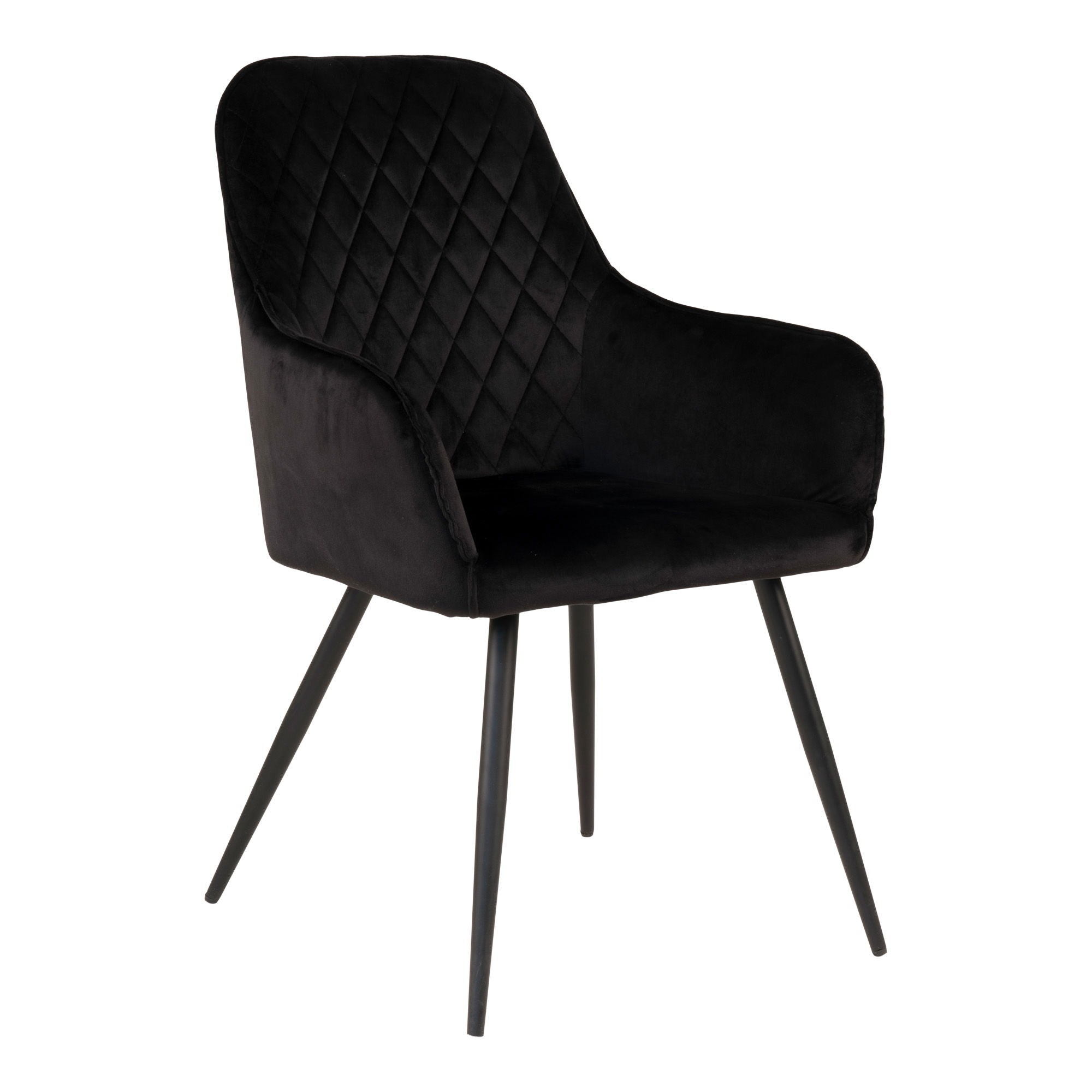 Harbo Esszimmerstuhl 2er Set – Samt, schwarz, schwarze Beine, 65 × 57 × 87 cm